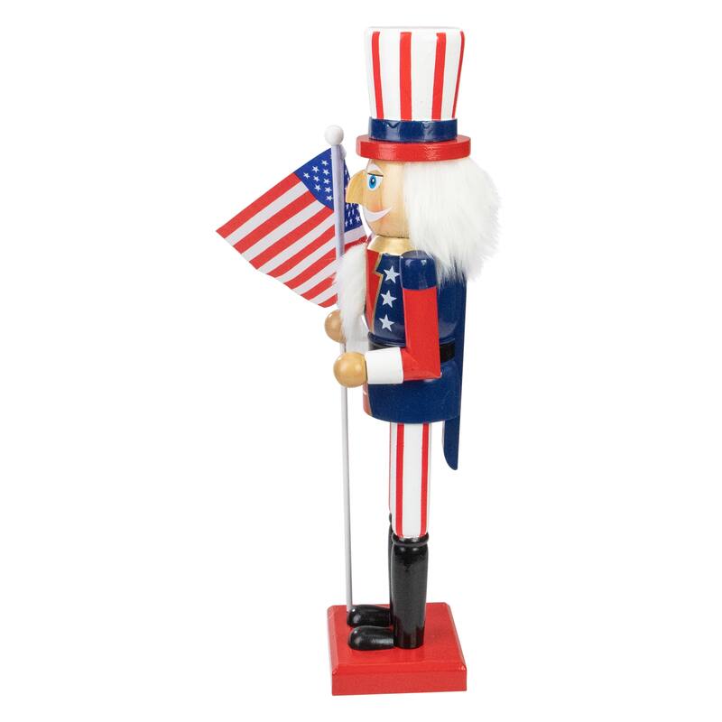 Patriotic Wooden Uncle Sam Christmas Nutcracker - 15"