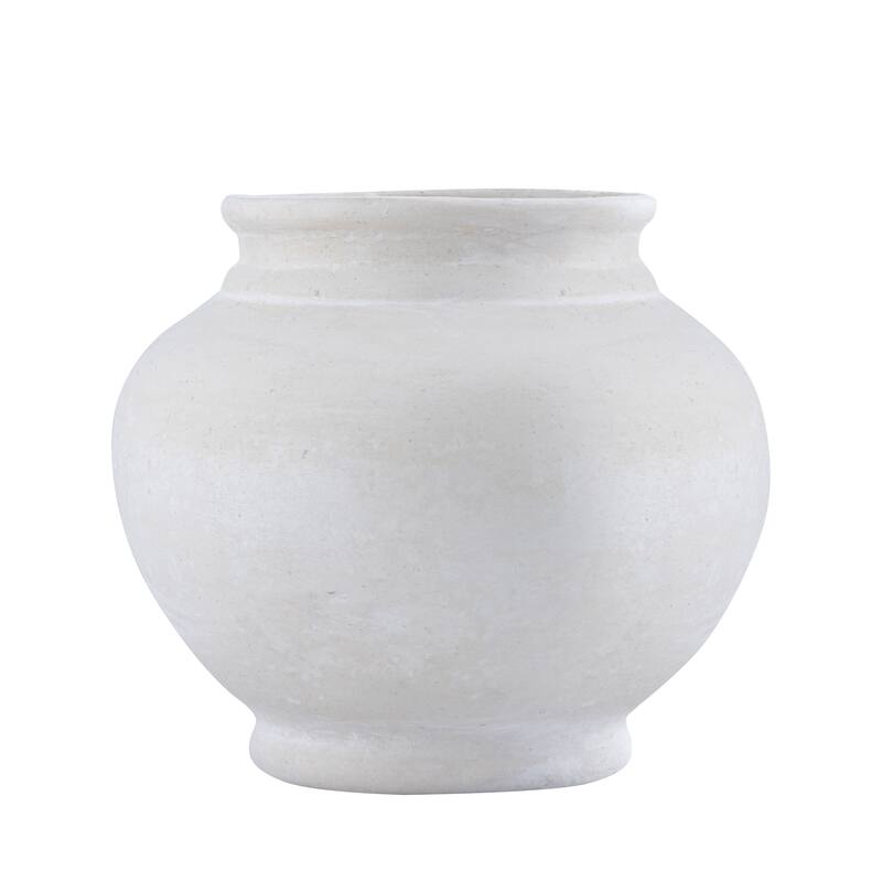 Paper Mache Pot Natural White Dia 9.45" - NATURAL WHITE - NATURAL WHITE