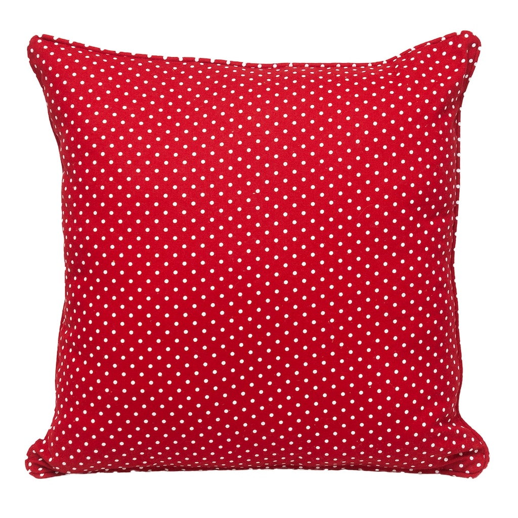 Checkered and Polka Dot Square Cotton Throw Pillow - 18" - Red and White