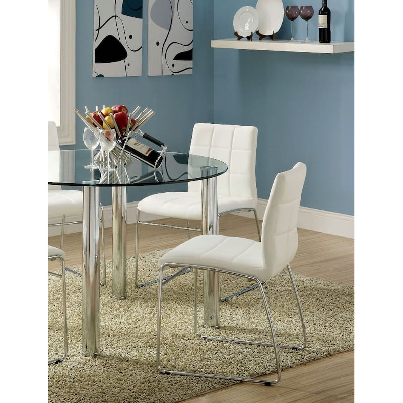 2PCS Leatherette Dining Chairs,Side Chair with Chrome Metal Legs