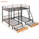 preview thumbnail 7 of 12, Full Over Twin & Twin Bunk Bed, Metal Triple Bunk Bed with Drawers and Guardrails