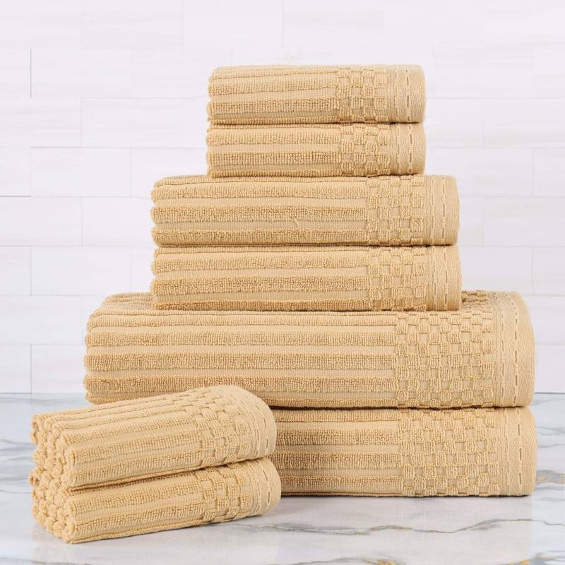 Superior Soho Ribbed Cotton 8-Piece Assorted Towel Set - Gold