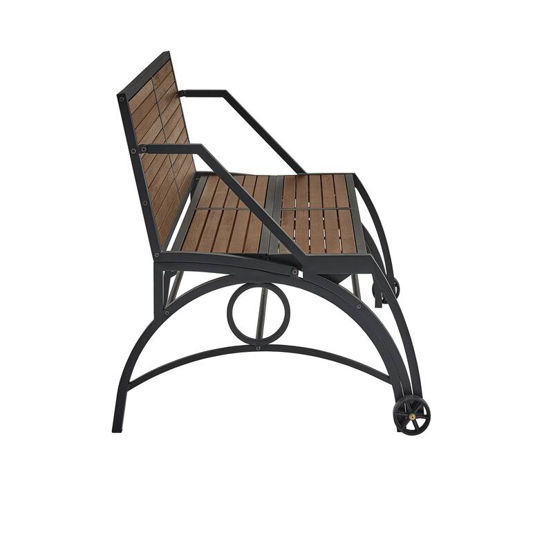 Saba Convertible Walnut Finish Black Metal Outdoor Table/Bench by iNSPIRE Q Oasis