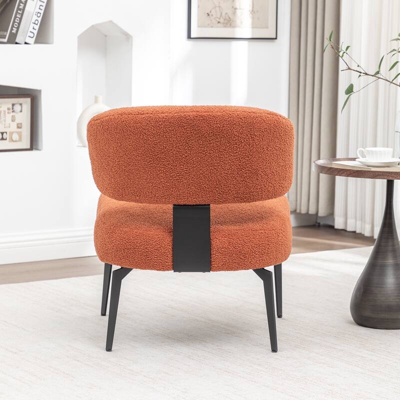 SEYNAR Modern Armless Faux Sherpa Accent Chair with Metal Legs