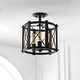 preview thumbnail 7 of 11, Ciel 14" 3-Light Iron Rustic Farmhouse LED Flush Mount, Brown/Oil Rubbed Bronze by JONATHAN Y
