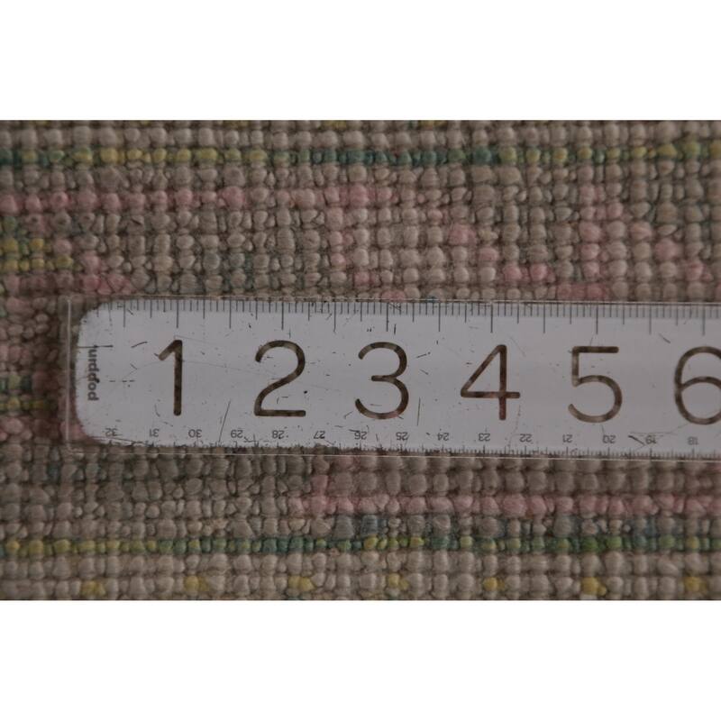 Hand Knotted Oriental 100% Wool Carpet Transitional Geometric Beige & Ivories Oushak Runner Rug - 15' 0'' X 3' 4''