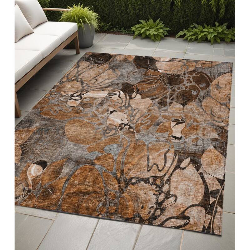 Alrira Artistic Abstract Weather Resistant Versatile Elegance Outdoor Rug - 5' X 8' - Multi
