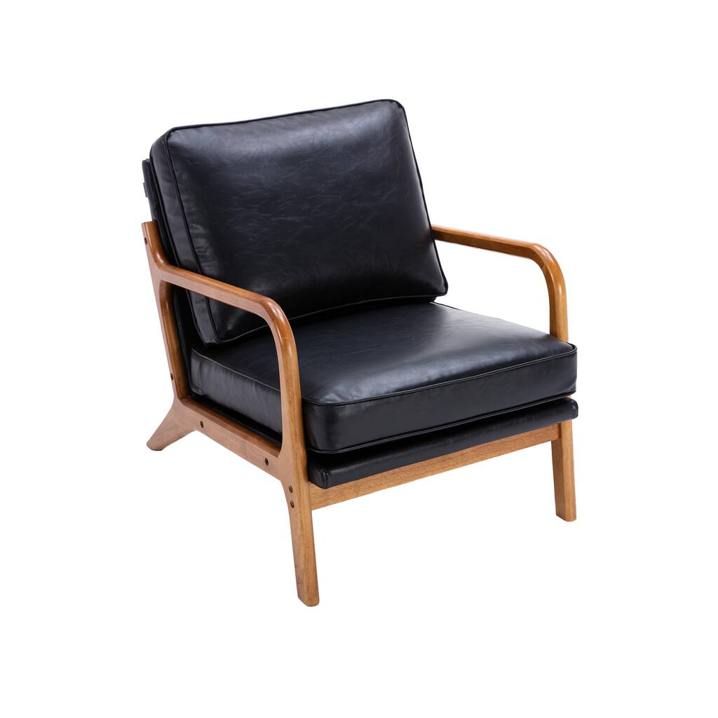 Mid Century Modern Wood Frame Accent Chair Lounge Chair