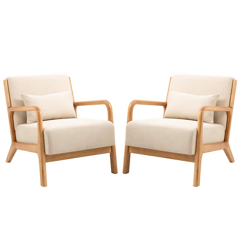 Upholstered Armchair Accent Chairs with Pillows Set of 2