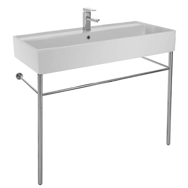 Nameeks 8031 R 100a Con Scarabeo 39 2 5 Ceramic Trough Style Bathroom Sink For Console Installation