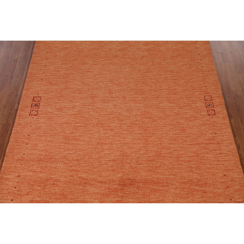 Orange Gabbeh Indian Area Rug Tribal Hand-Tufted Wool Carpet - 5'3" x 7'7"