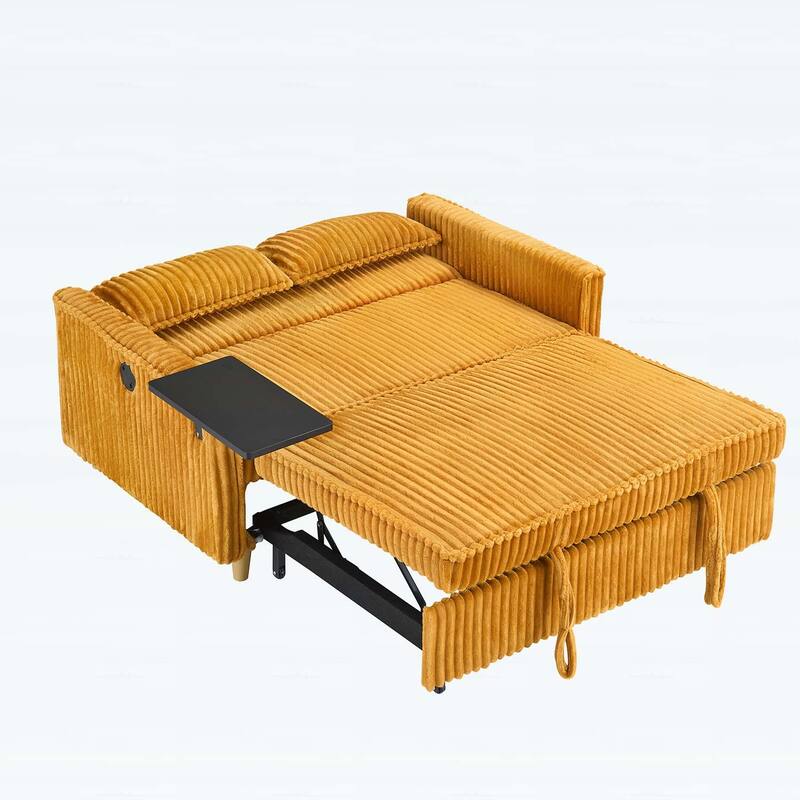 Pull-Out and Push-In Sofa with Movable Tabletop and USB Ports, Ideal for Living Rooms and Bedrooms
