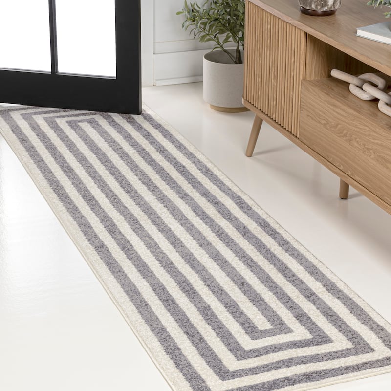 JONATHAN Y Olivier Modern Classic Mitre Stripe Brown/Ivory Rug