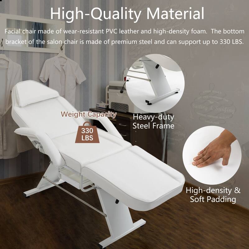 Massage Salon Tattoo Chair,2 Trays Esthetician Bed,Hydraulic Stool,3-Section Facial Table,Adjustable Barber Spa Beauty Equipment