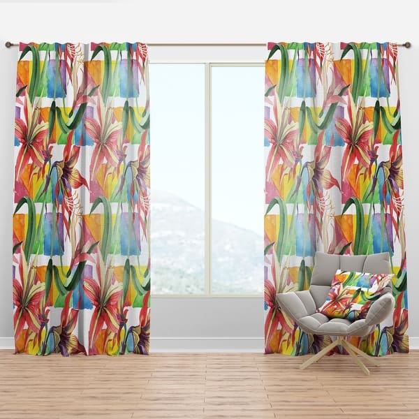 Designart Retro Floral Botanical I Mid Century Modern Curtain Panel On Sale Overstock 29625909
