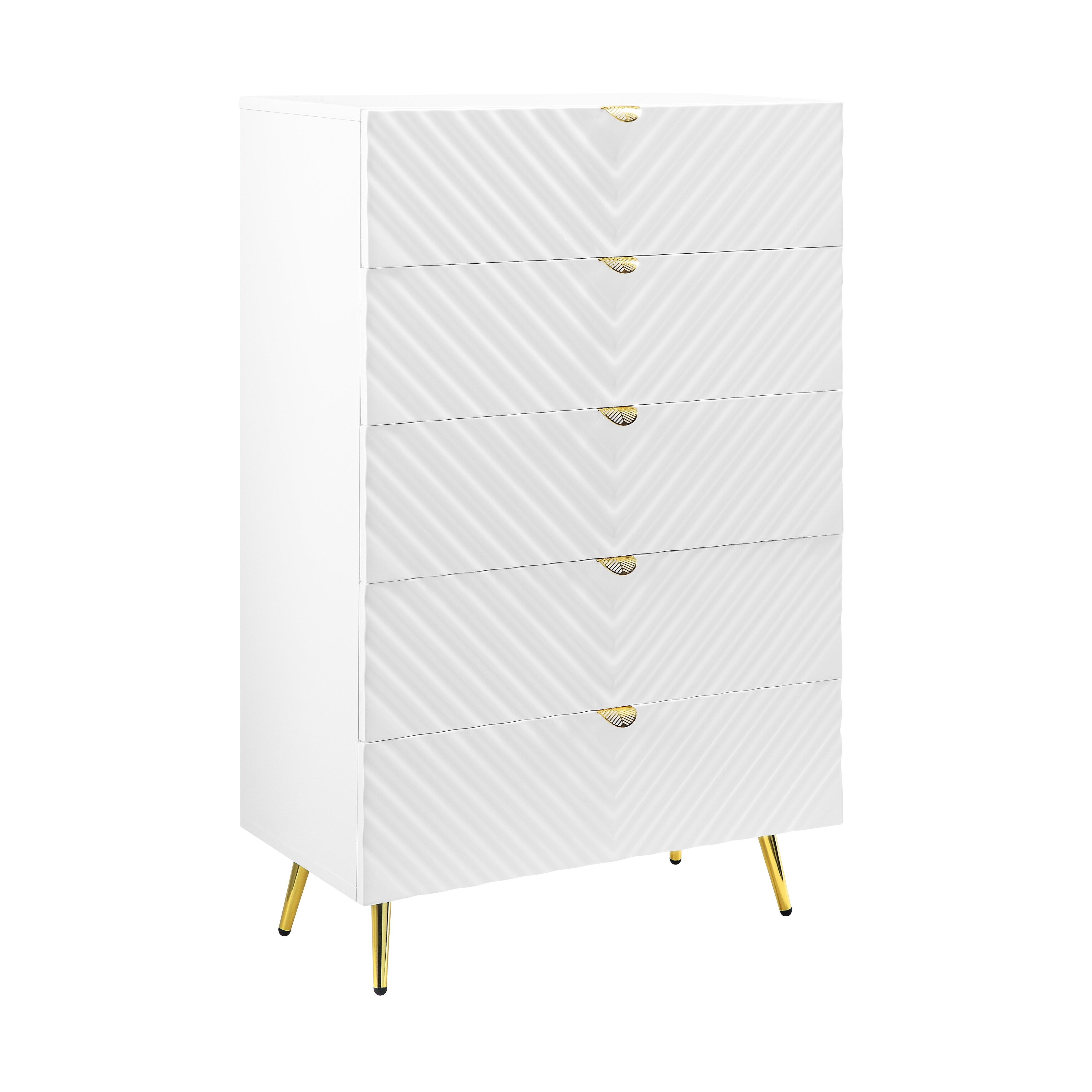 White High Gloss Finish Finish KD Structure•High Gloss Finish•Wave Pattern Design•Metal Legs,Accent Tables,Console Tables
