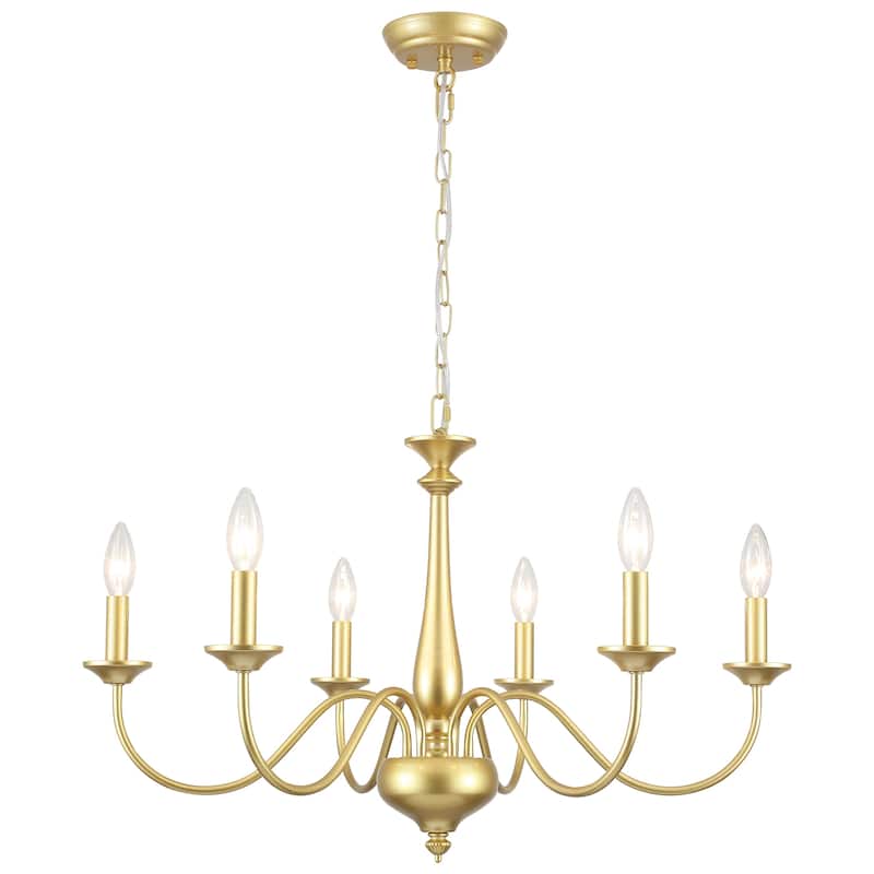 Modern Farmhouse 6-Light Candle Chandelier Light Fixture for Dining Room - W27.95"x H16.14" - N/A