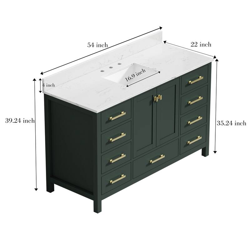 StarrySky 54 inch Undermount Single Sink Bathroom Vanity with Engineered Carrara Marble Top - 54 inch