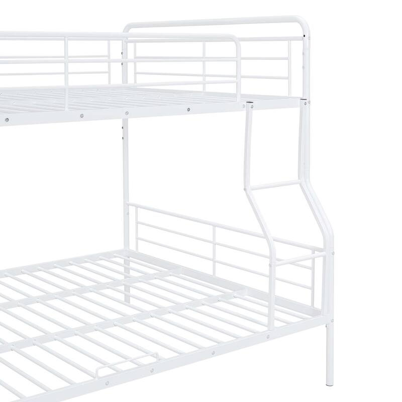 Full XL Over Queen Metal Bunk Bed with Ladder