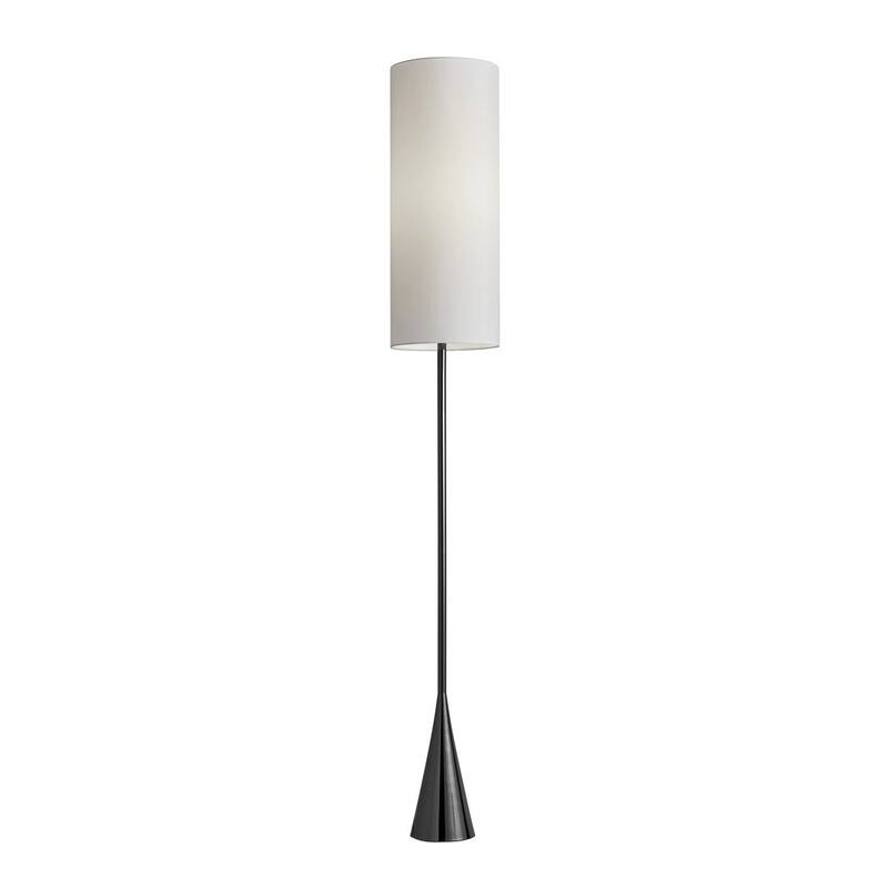 HomeRoots 74" Black Floor Lamp With White Fabric Shade