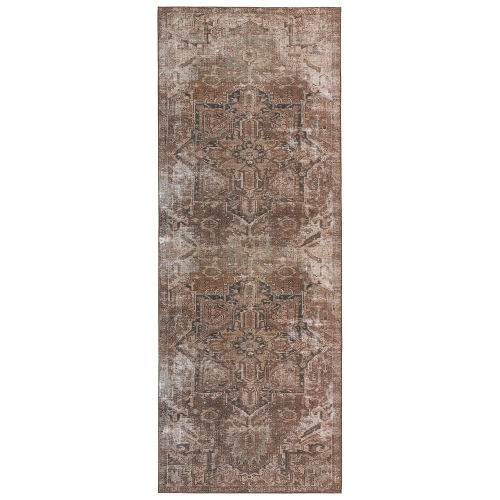 Machine Washable Kate Lester + Jaipur Living Minita Medallion Brown/ Tan Area Rug