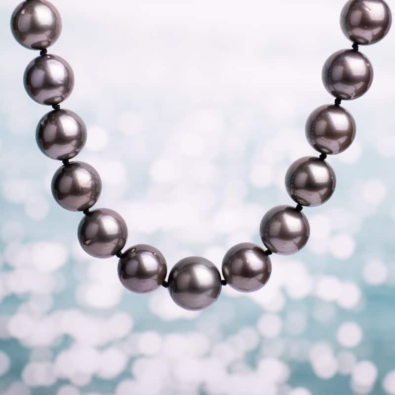 10-13 MM Tahitian Cultured Pearl Necklace in 14k White Gold by Miadora