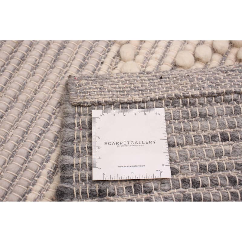 ECARPETGALLERY Braid weave Sienna Grey Wool Rug - 6'2 x 9'0