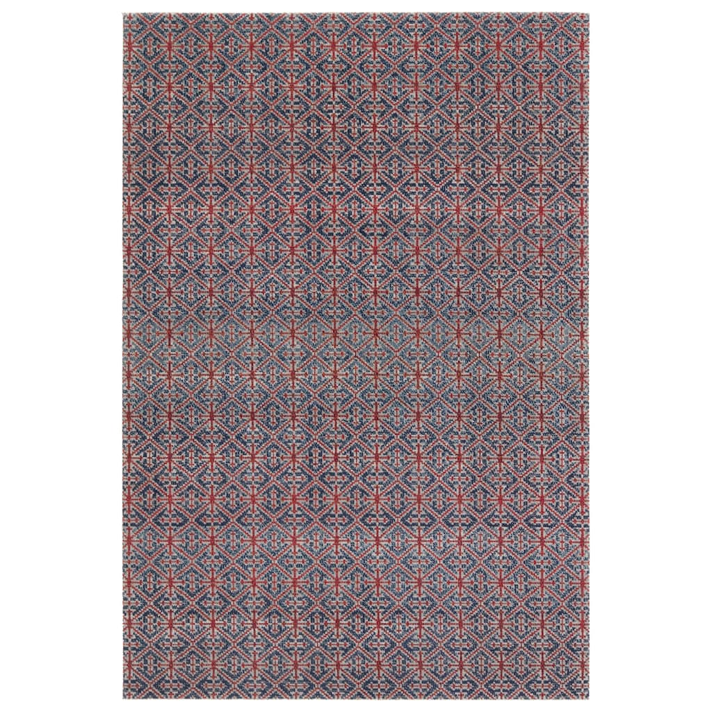 Laneus Indoor/Outdoor Trellis Red/Navy Runner Rug