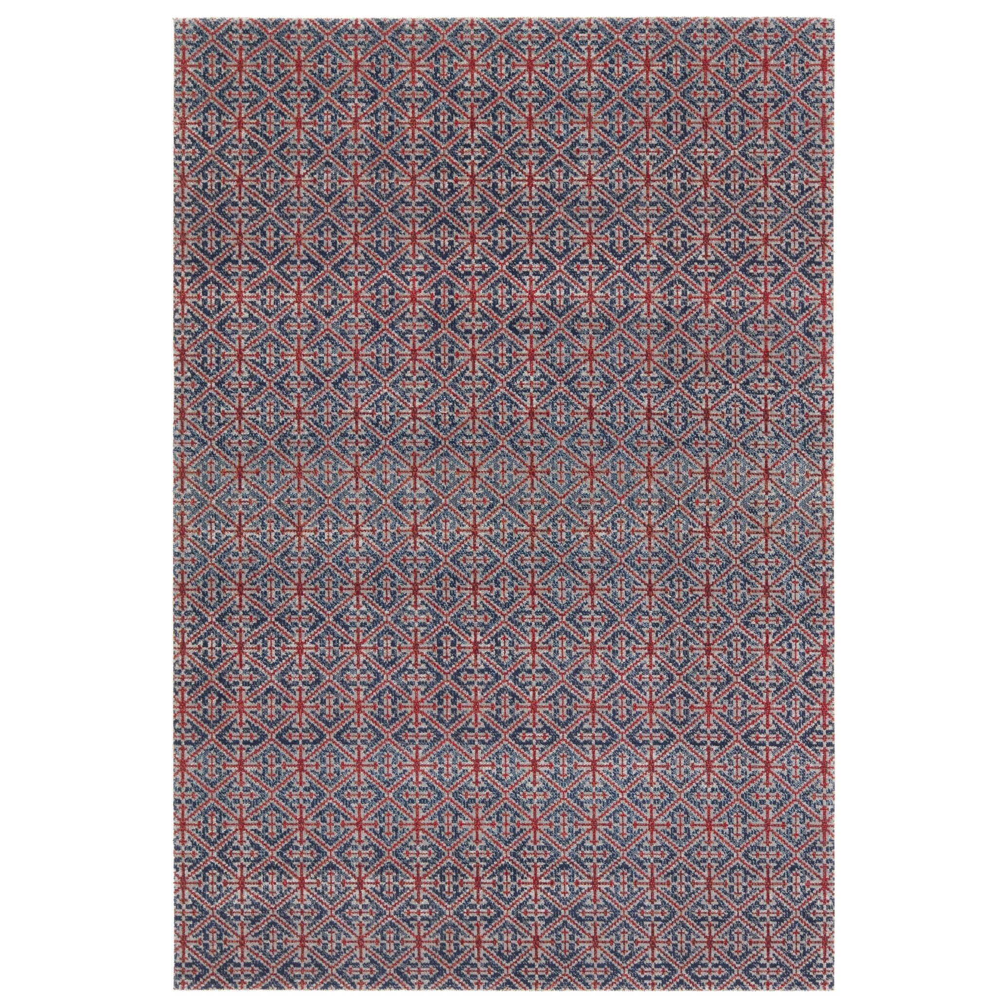 Laneus Indoor/Outdoor Trellis Red/Navy Runner Rug