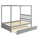preview thumbnail 8 of 7, Gymax Full Size Canopy Bed with Trundle Wooden Platform Bed Frame