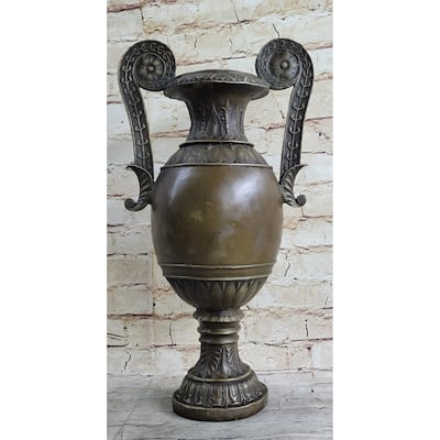 Elegant Ornate Bronze Planter Vase Sculpture Statue Decor Outdoor Indoor Signed Art