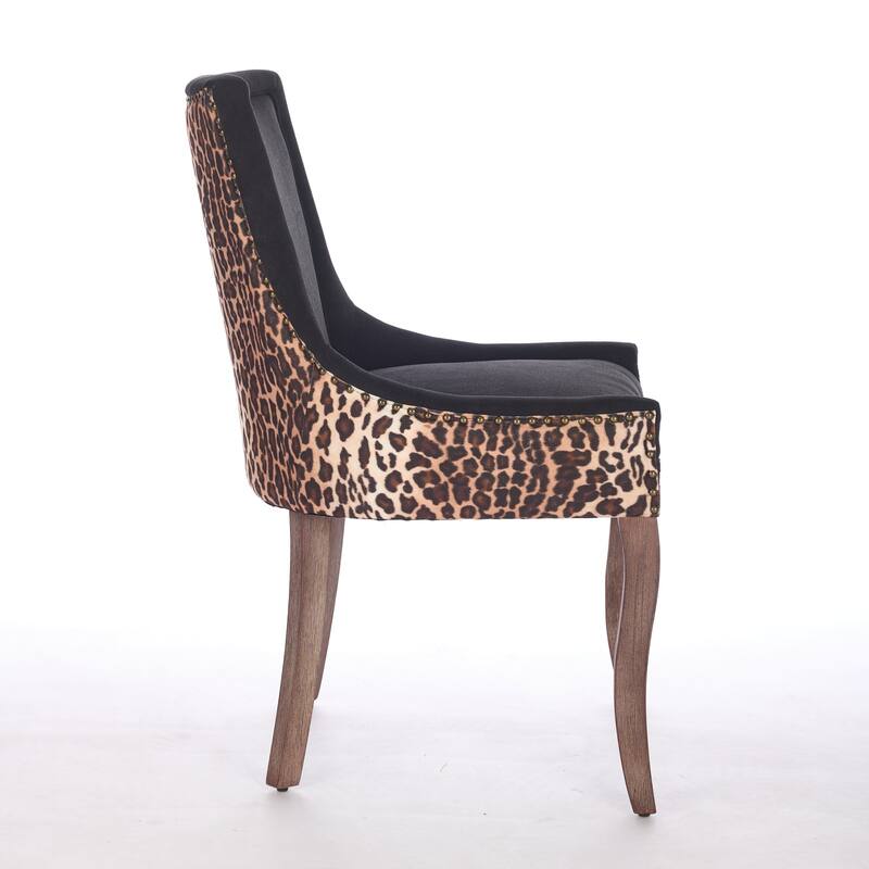 Ultra Side Dining Chair Set of 2, Thickened Fabric Upholstered Dining Chair, Kitchen Chairs with Solid Wood Legs & Nailhead Trim