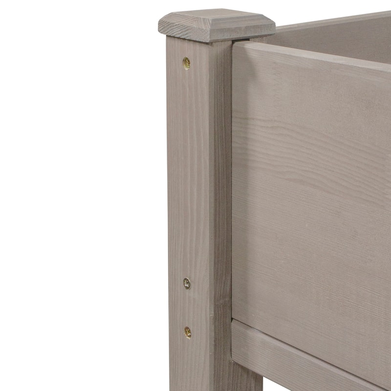 4ft Brown Wood Raised Garden Bed Planter Box with Liner - 4'