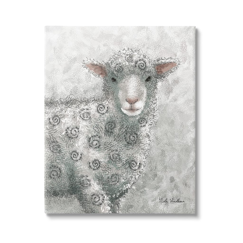 Stupell Spiral Patterned Sheep Canvas Wall Art Design by Nidhi Wadhwa