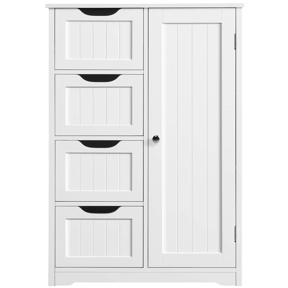 Yaheetech Large Bathroom Storage Cabinet Free-Standing Floor Cabinet with 4 Drawers and 1 Cupboard