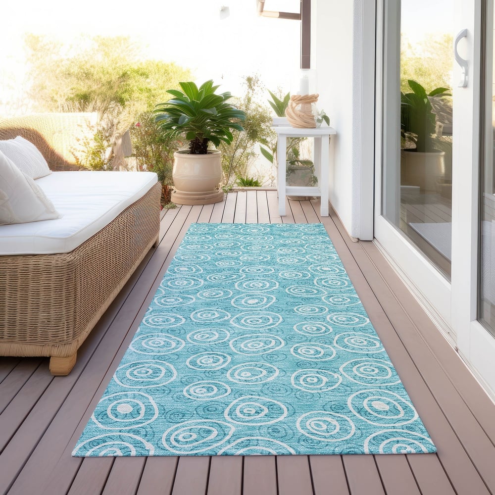 Machine Washable Indoor/ Outdoor Chantille Contemporary Bubbles Rug