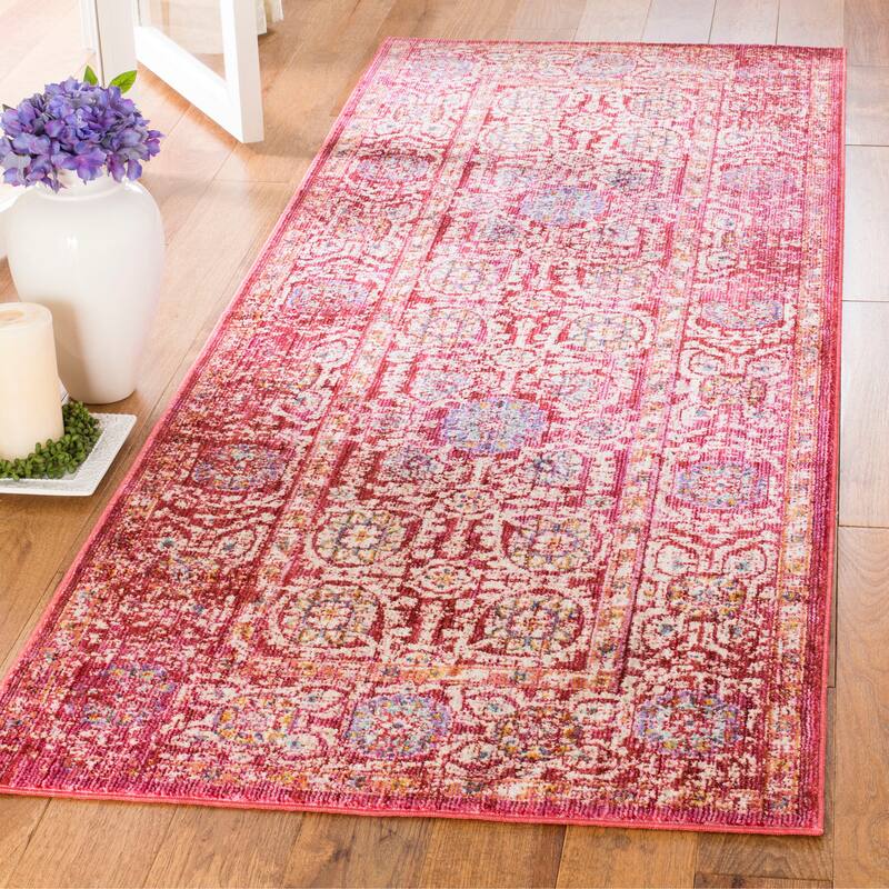 SAFAVIEH Sutton Andina Boho Oriental Polyester Rug - 2'9" x 8' Runner - Fuchsia/Ivory - Runner