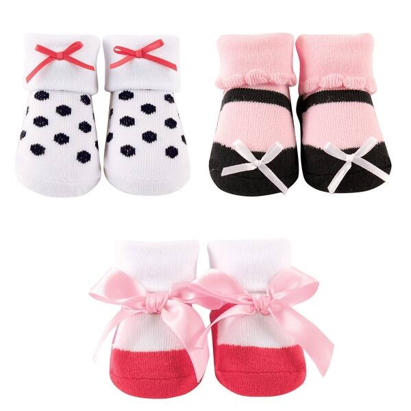 slide 1 of 1, Luvable Friends Baby Girl Socks Giftset, Coral Black, 0-9 Months - Coral Black Coral Black - 0-9 Months