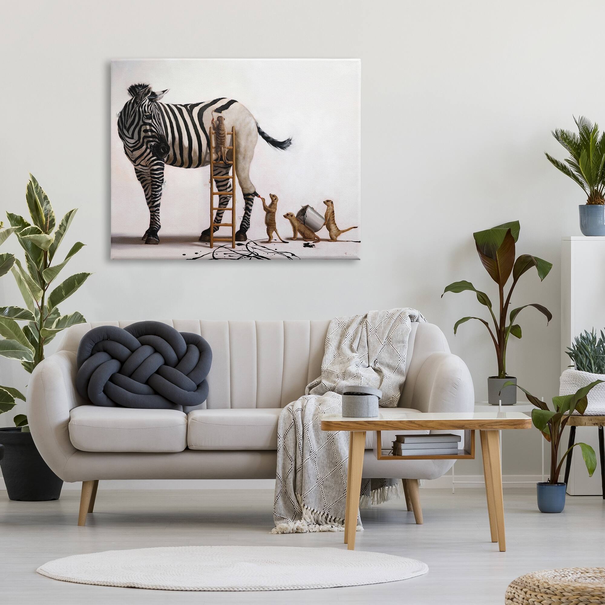 Stupell Industries Meerkats Painting Zebra Stripes Canvas Wall Art by Lucia Heffernan On Sale