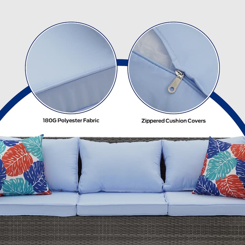Ainfox Outdoor Patio Sofa Set Sectional Wicker Sofa Patio Furniture Rattan sofa