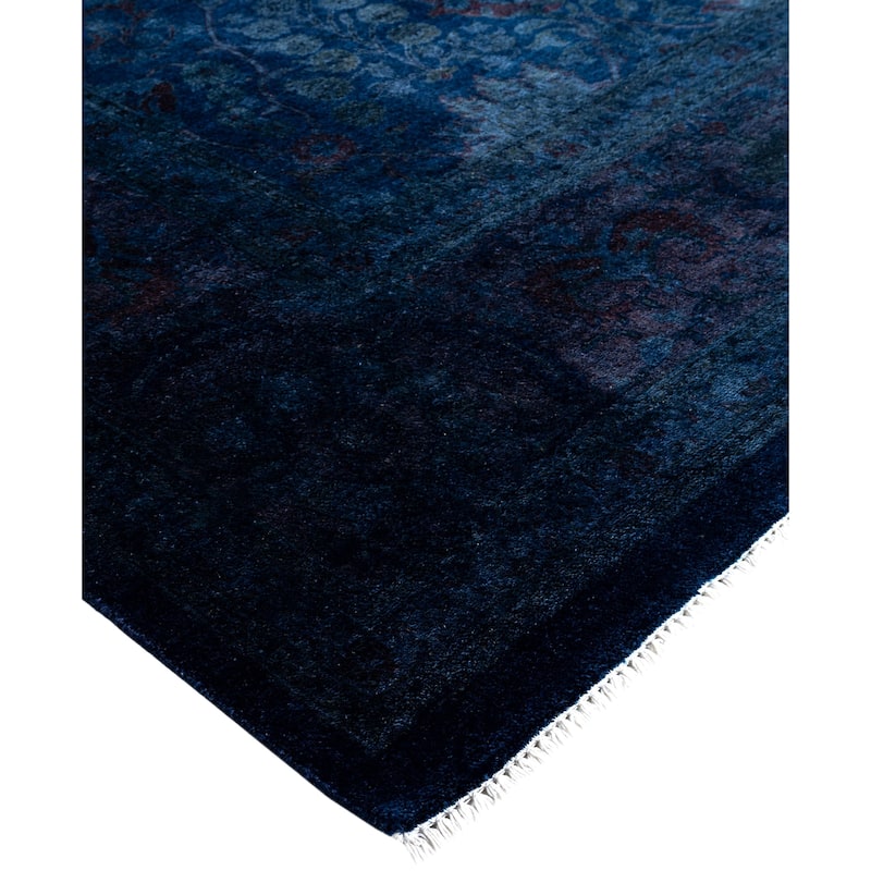 Overdyed One-of-a-Kind Hand-Knotted Area Rug - Navy - 9' 1" x 11' 9"