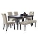 preview thumbnail 21 of 37, Roundhill Furniture Leviton Upholstered Dark Wash Wood 6-piece Dining Set