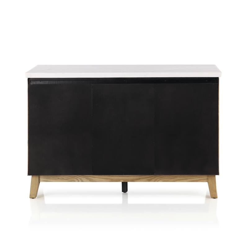 Furniture of America Nayel Modern Natural and White Genuine Marble Dining Server Cabinet