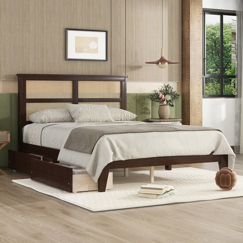Rubber Wood Bed with Enhanced Support Salts and Feet