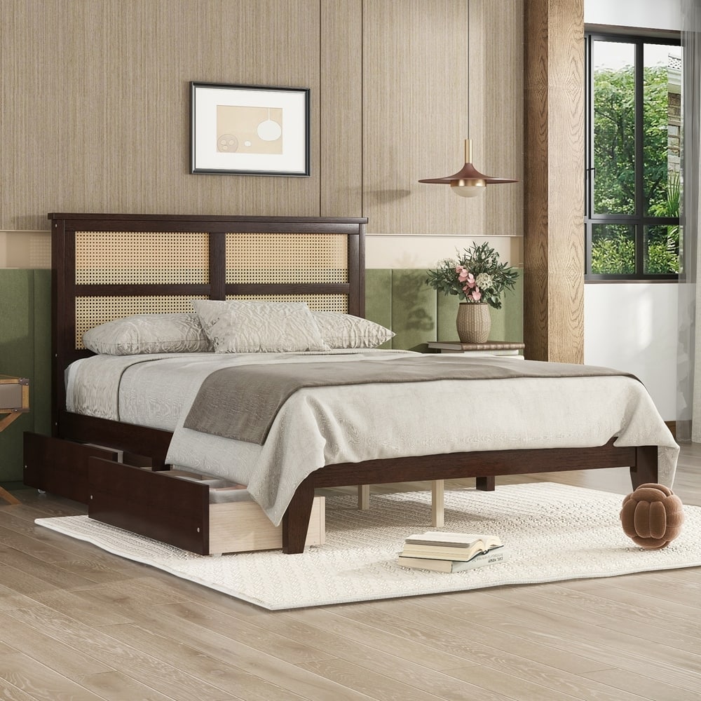 Rubber Wood Bed with Enhanced Support Salts and Feet