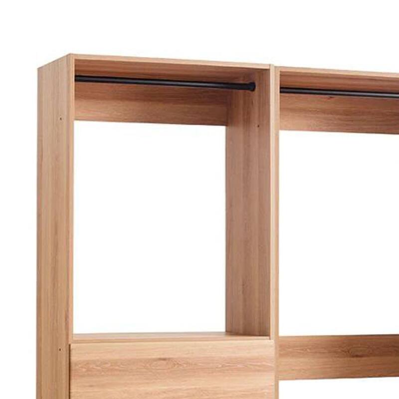 Dee Walk In Closet, Modular Freestanding Storage 4 Shelf 3 Rods, Brown