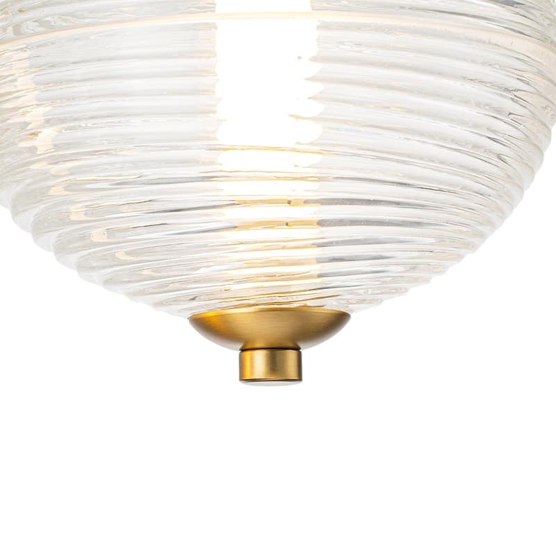 Glam Etched Ribbed Glass 5-Light Cluster LED Chandelier 16.3 in