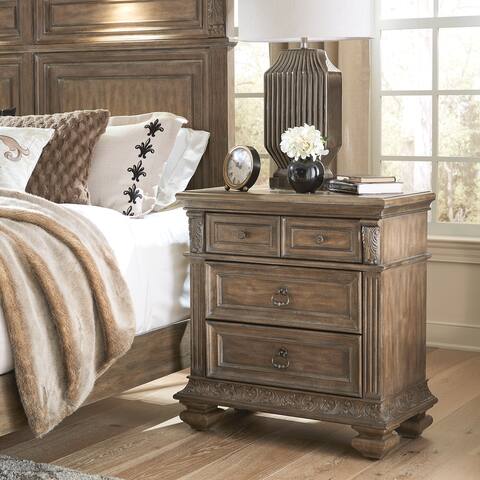 Carlisle Court Chestnut Dusty Wax Bedside Chest with Chargin