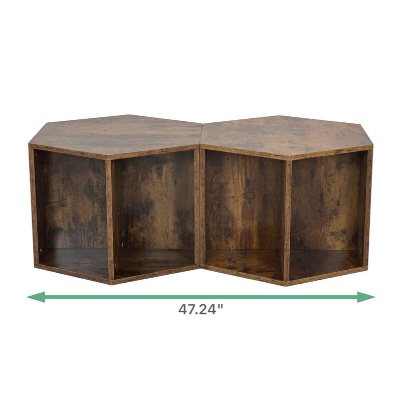 47.24'' Hexagonal Coffee Table Side Table Nightstand,2PCS