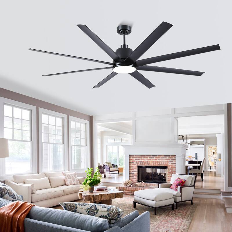 72 Inch Large Ceiling Fan with Light and Remote for Large Living Room Warehouse Outdoor Patio Farmhouse - 72 Inches